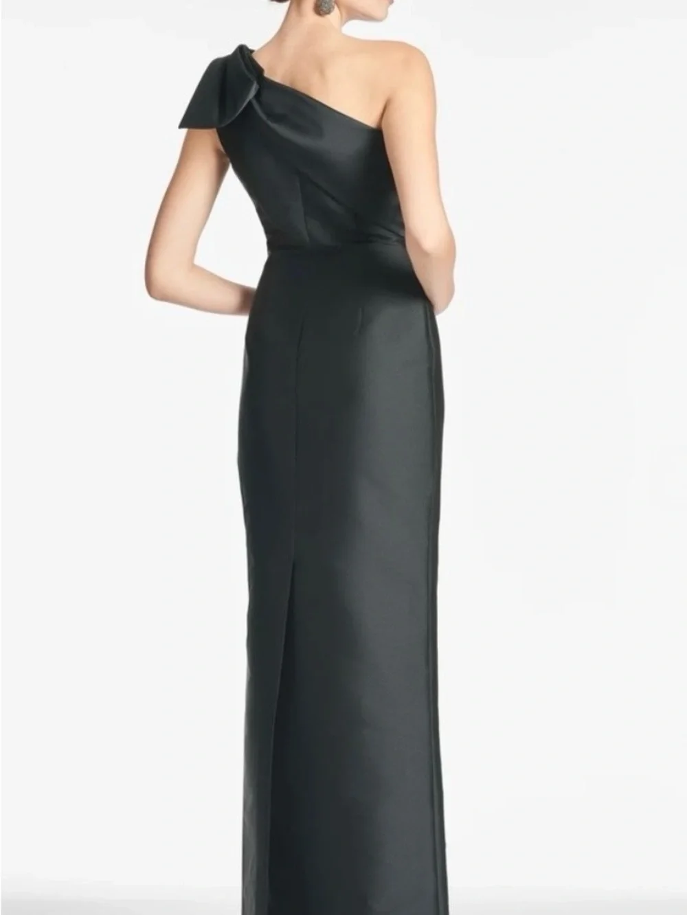 Sachin + Babi Black One-Shoulder Gown with Sculpted Bow